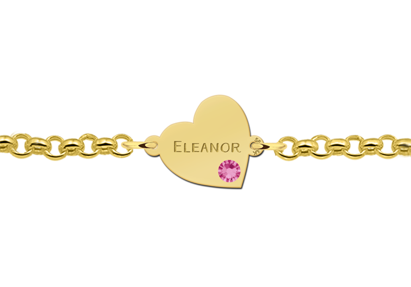 Gold hearts bracelet with engraving