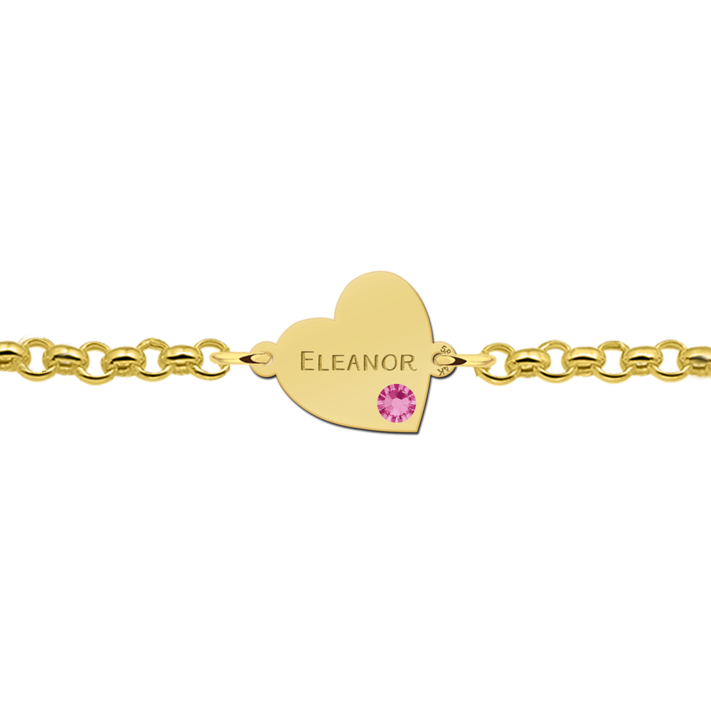 Gold hearts bracelet with engraving