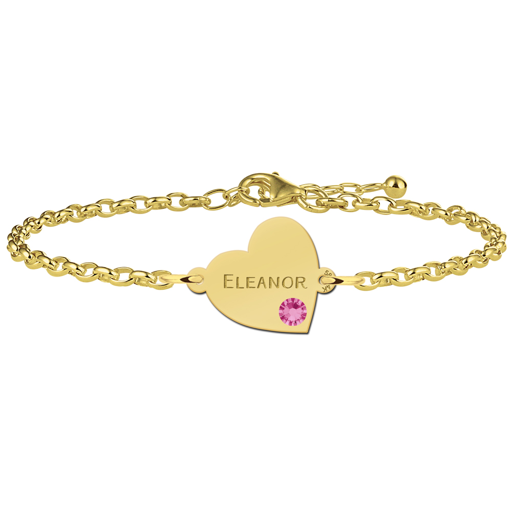 Gold hearts bracelet with engraving