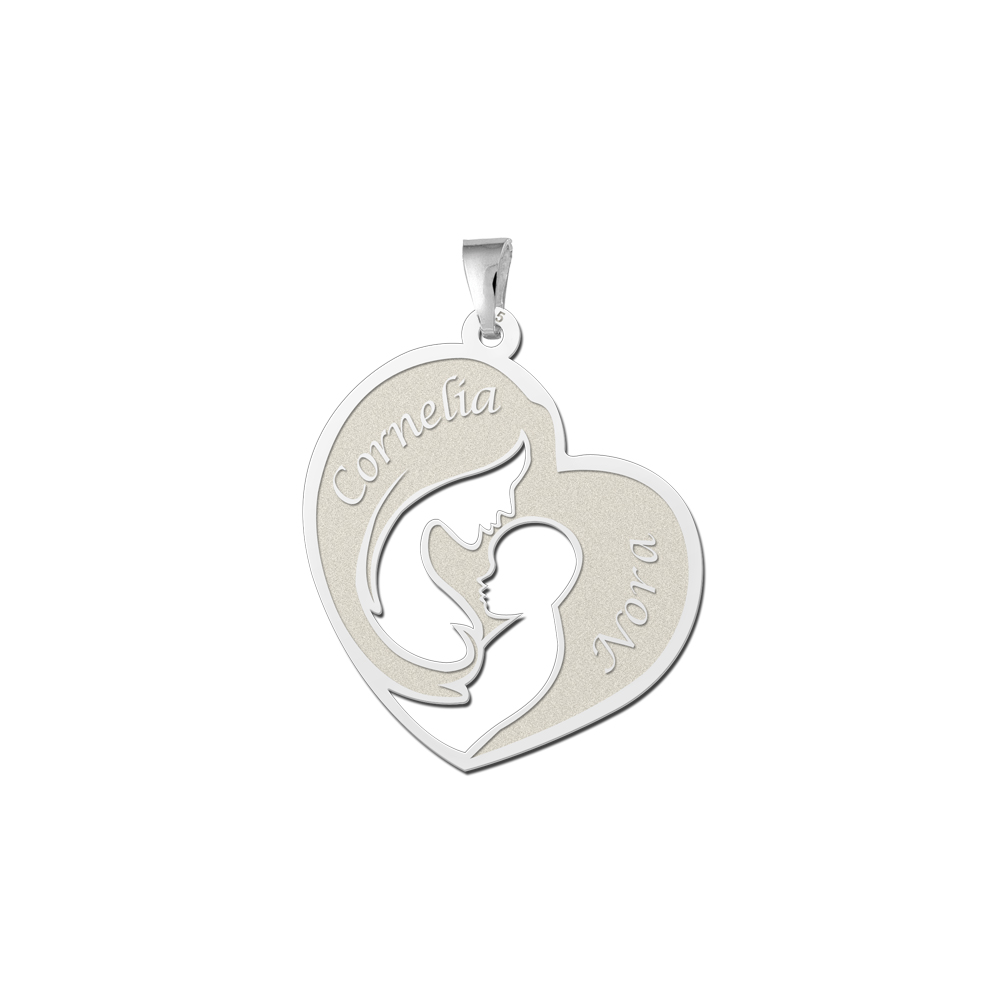 Silver mother and child pendant