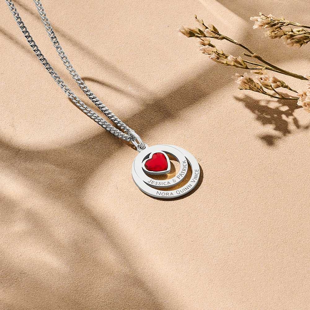 Silver necklace with swarovski stone in heart shape