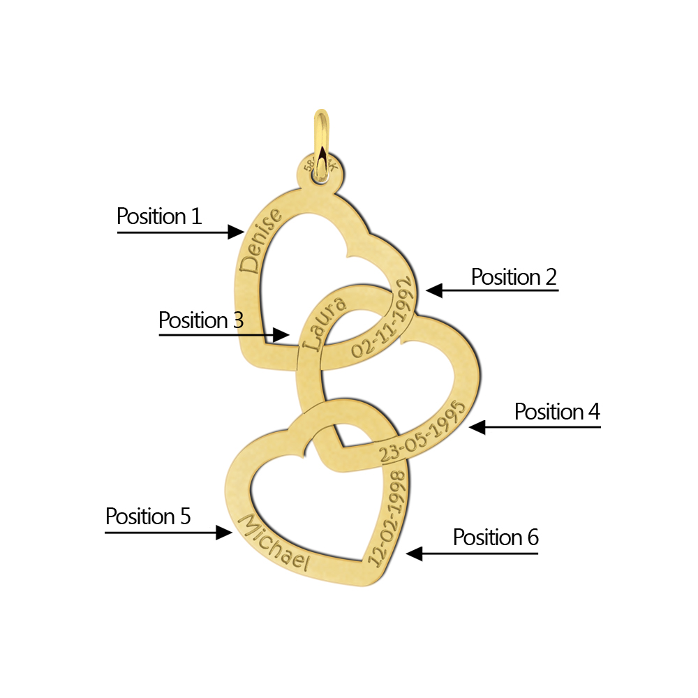 Golden Three Hearts Pendant