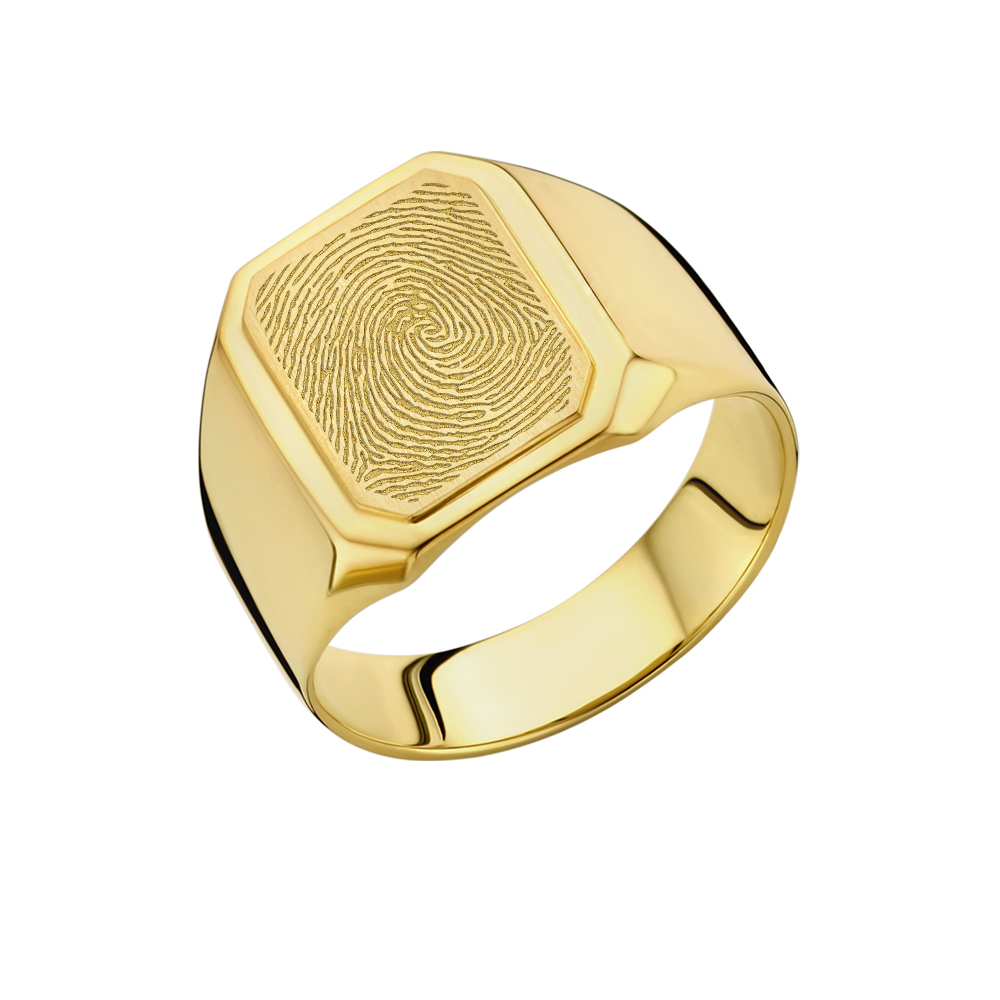 Fingerprint signet ring Square 14 carat gold