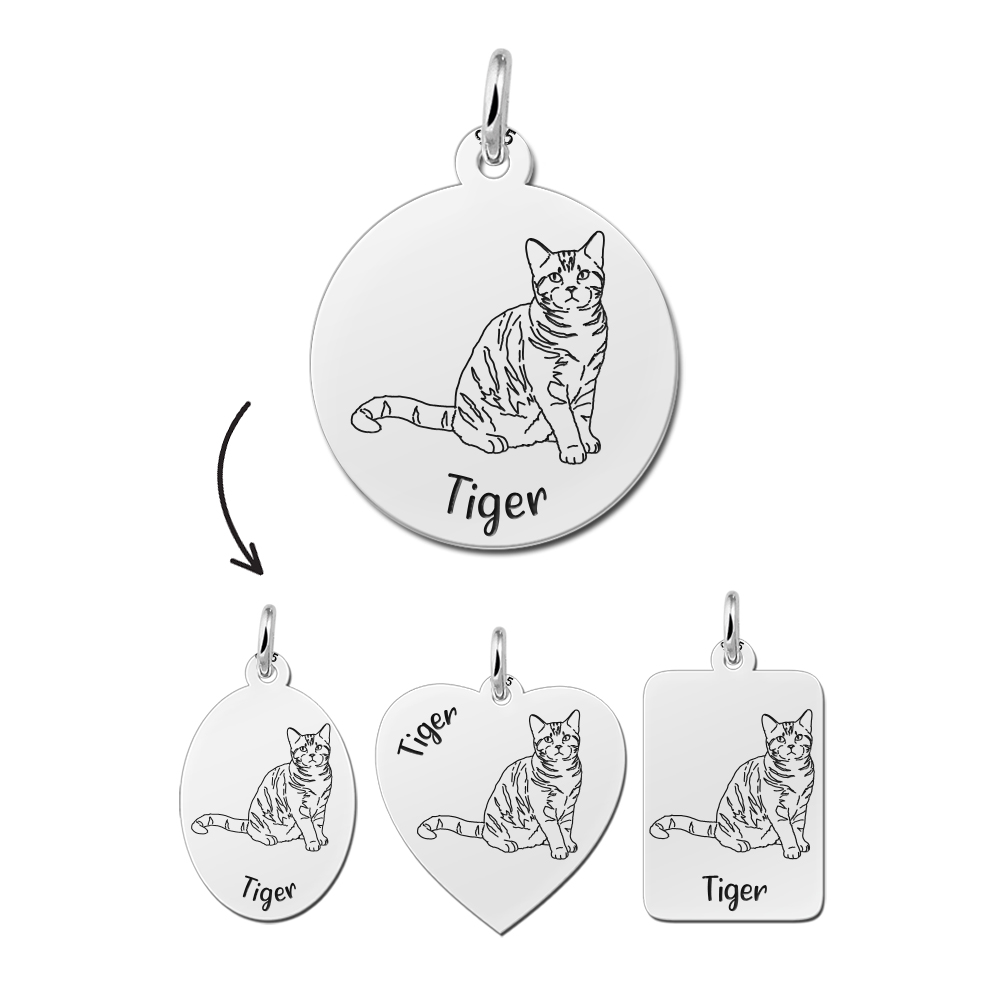 Silver cat pendant American Shorthair