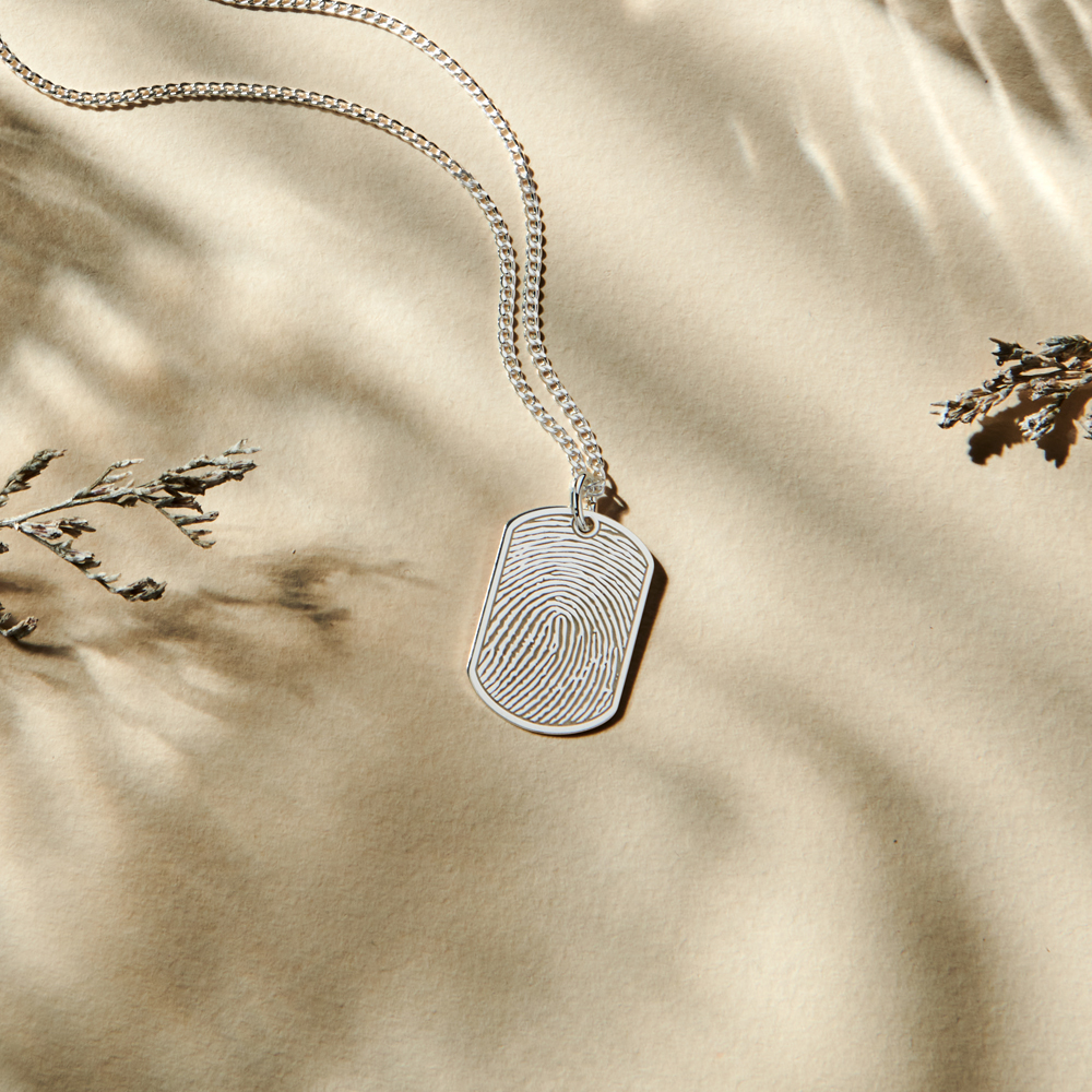 Dogtag Fingerprint pendant in silver