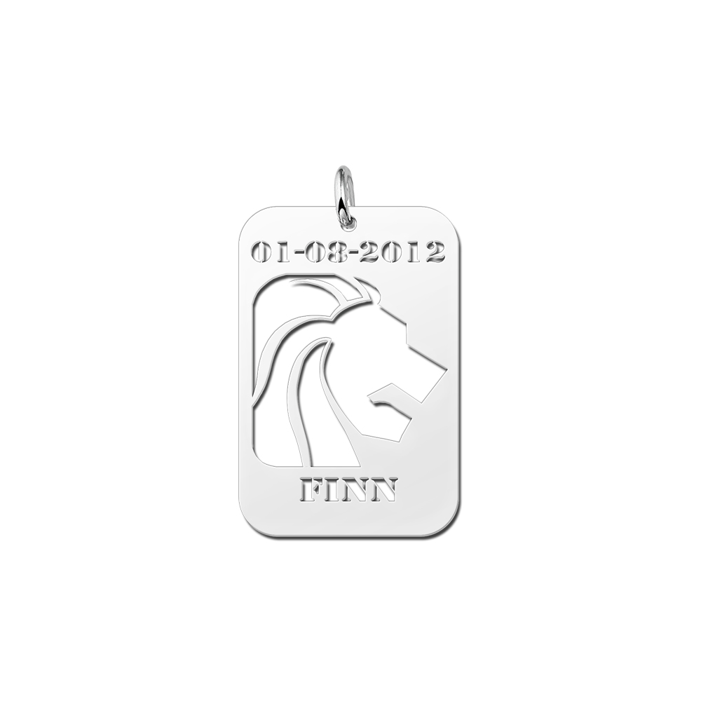Silver Zodiac Pendant Leo with Date and Name Engraving