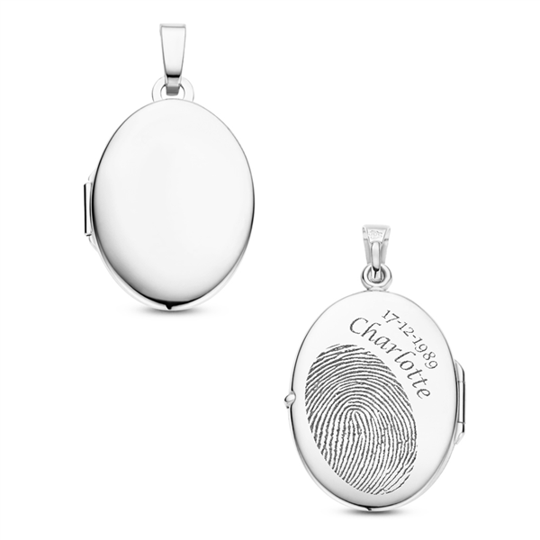 Silver medallion oval with engraving