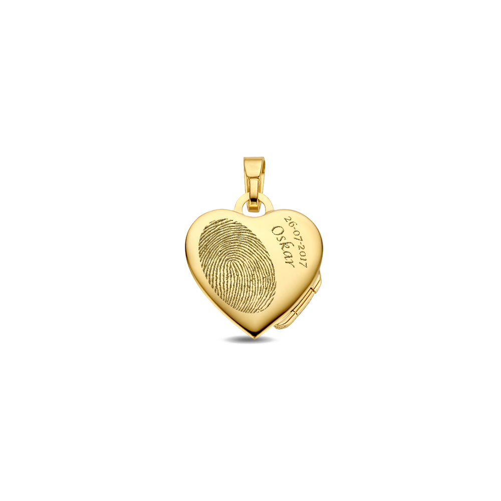 Gold heart medallion with engraving in glossy and matt finish