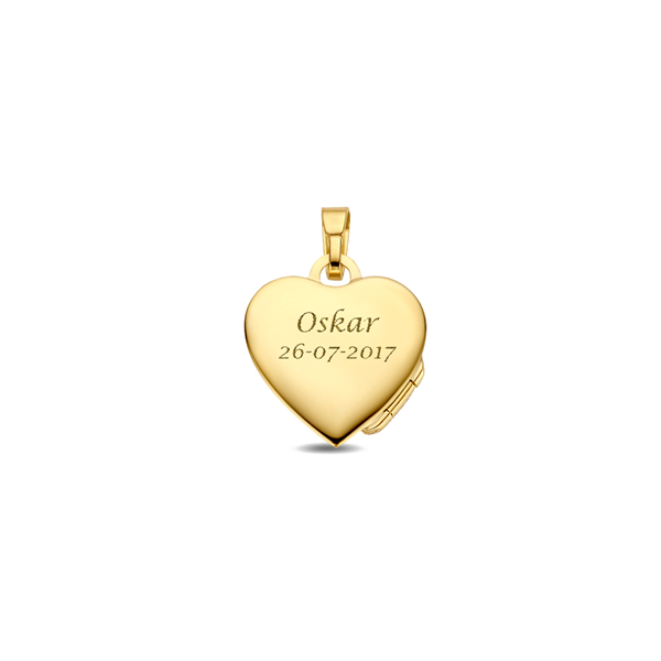 Gold heart medallion with engraving in glossy and matt finish