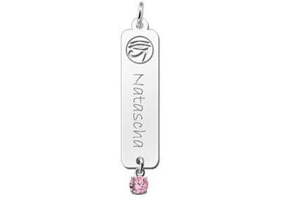 Silver namependant Horus Cubic Zirconia pink