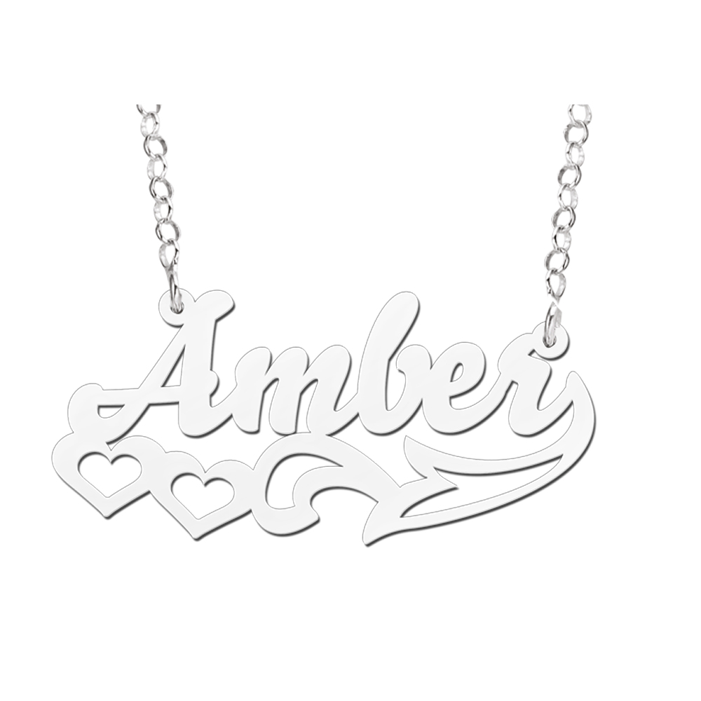 Silver Name Necklace Model Amber