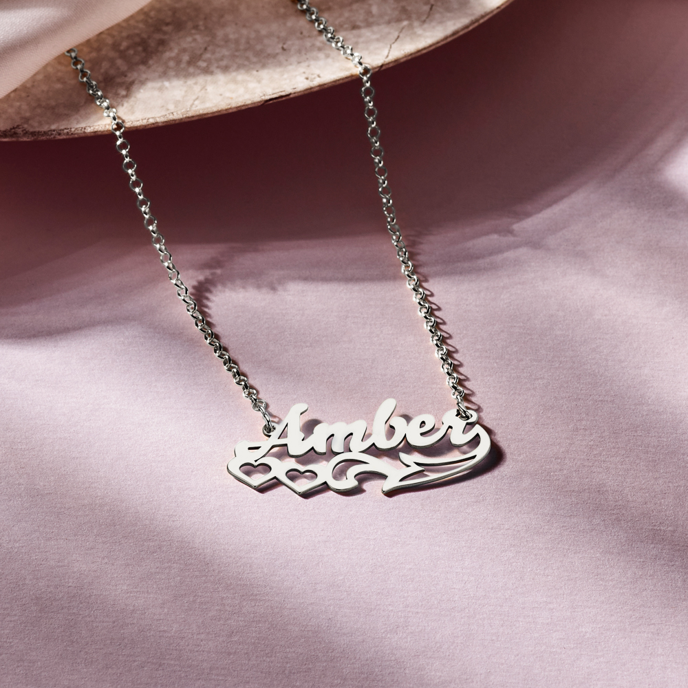 Silver Name Necklace Model Amber