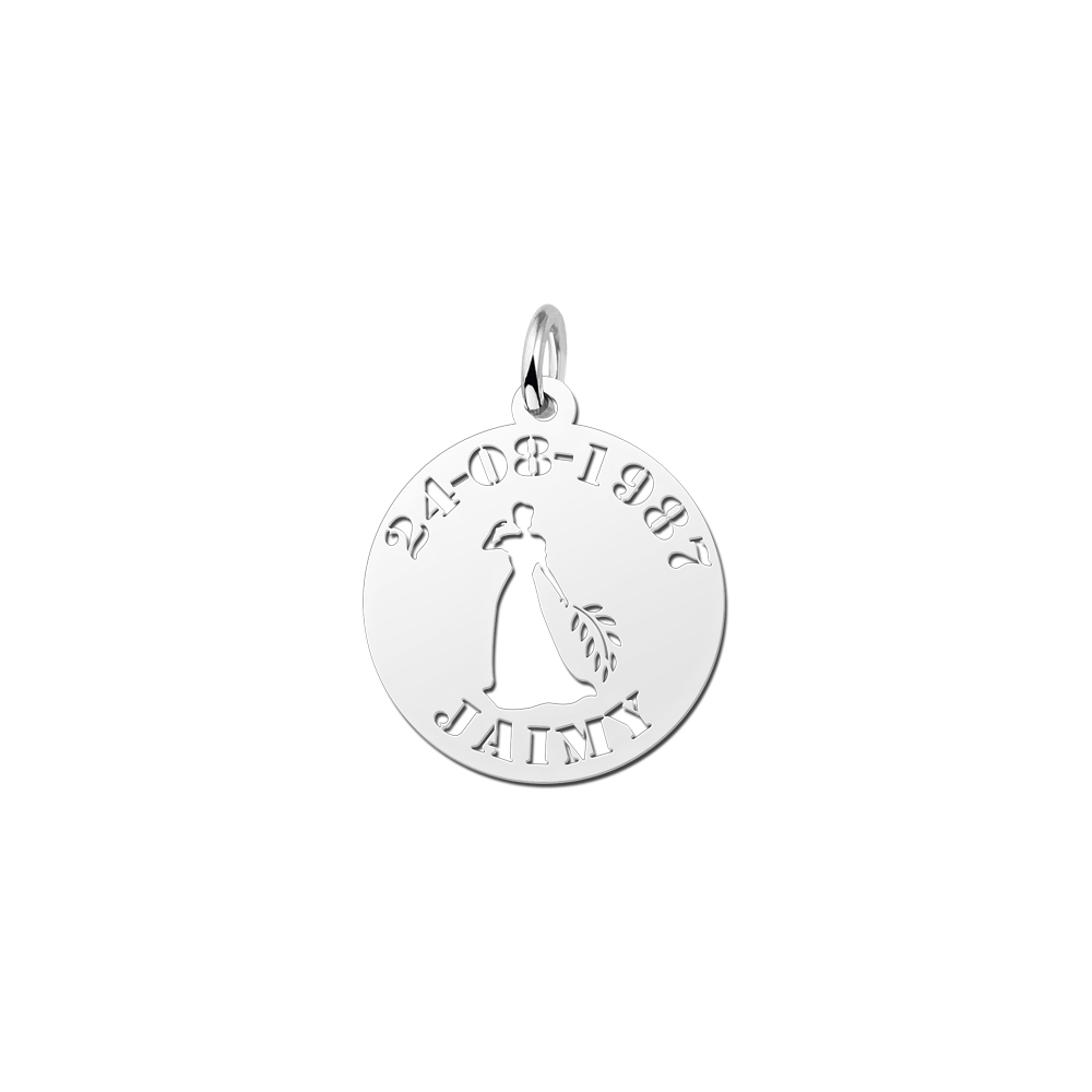 Silver zodiac round namependant Virgo