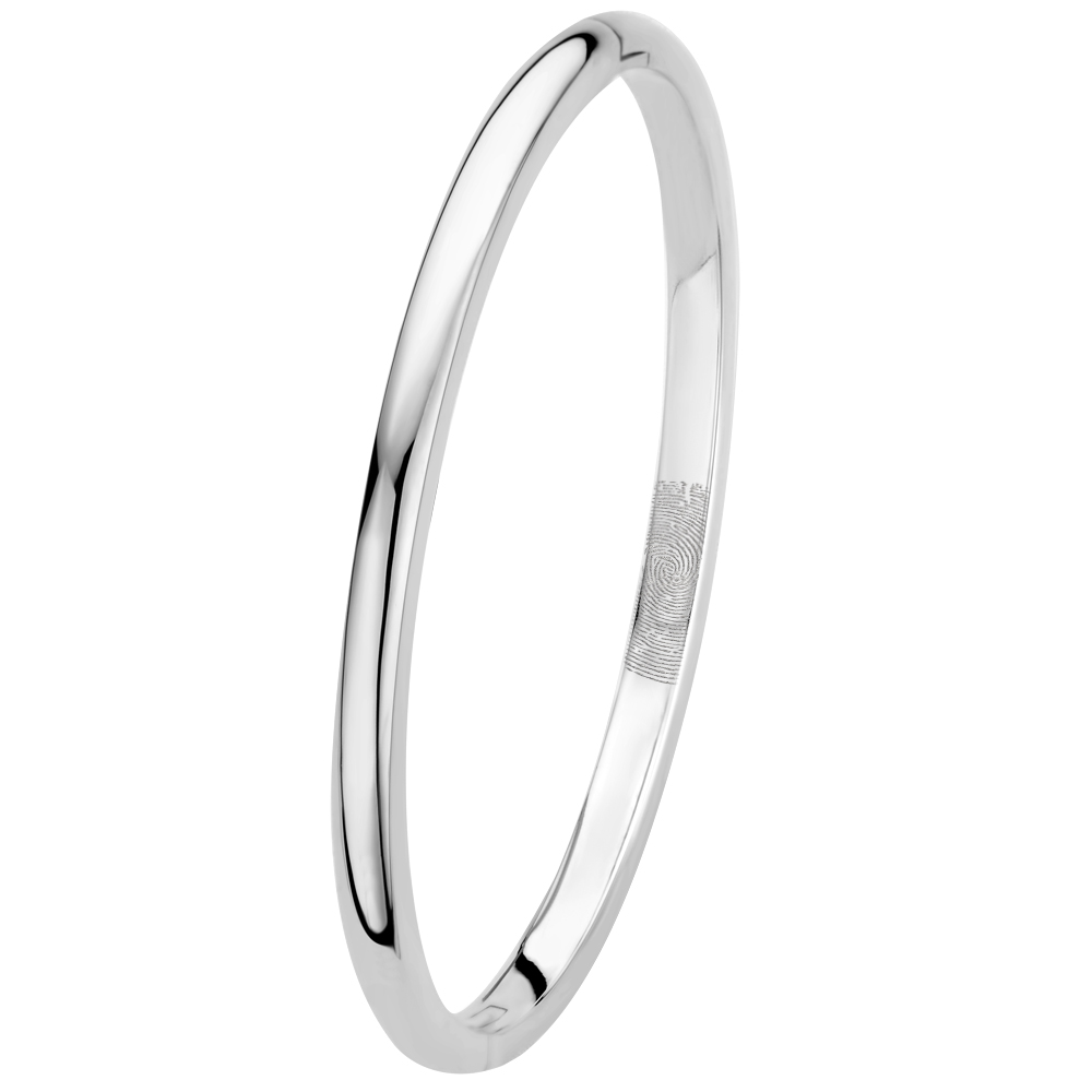 Oval silver bangle bracelet 4 mm with a engraving