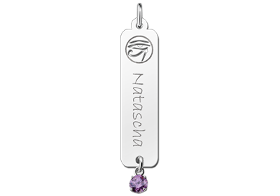 Silver namependant Horus Cubic Zirconia purple