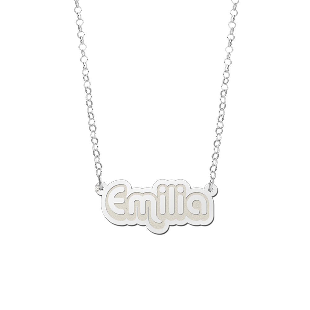 Silver child name necklace model Emilia