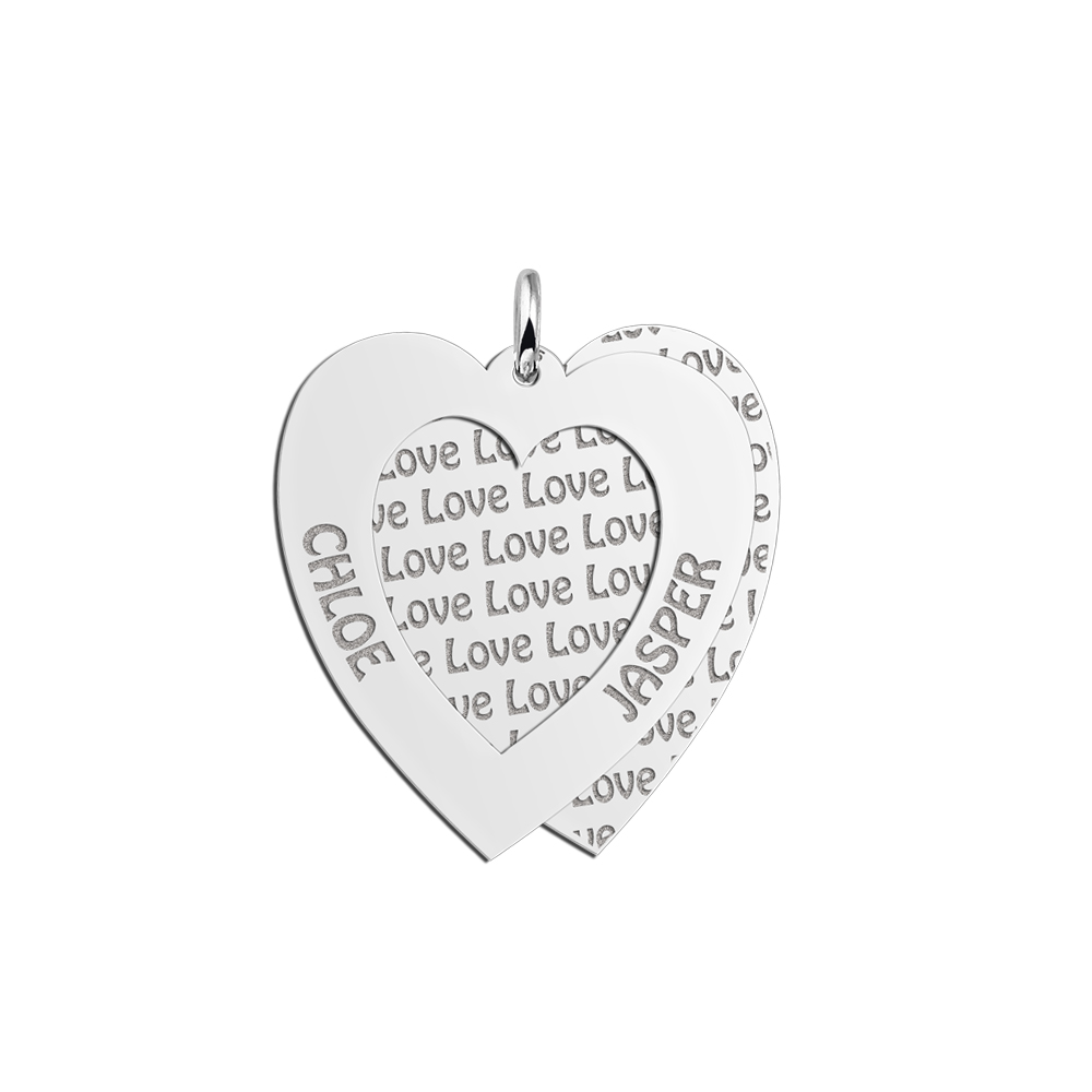 Silver Family Necklace Heart