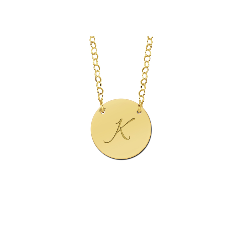 Gold minimalist round necklace with initial