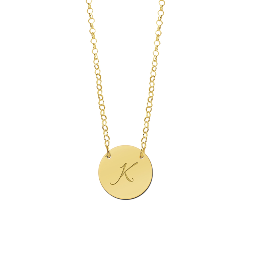 Gold minimalist round necklace with initial