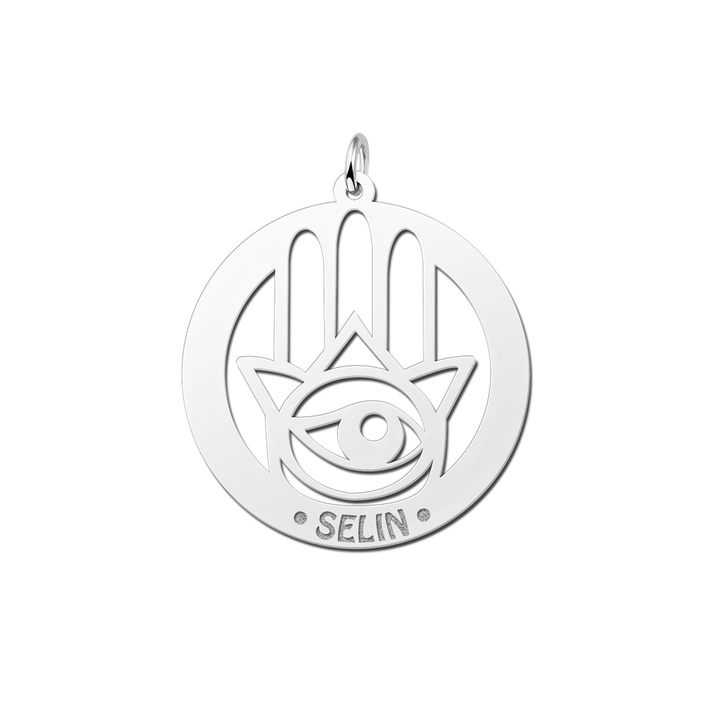 Silver namependant Hamsa Hand