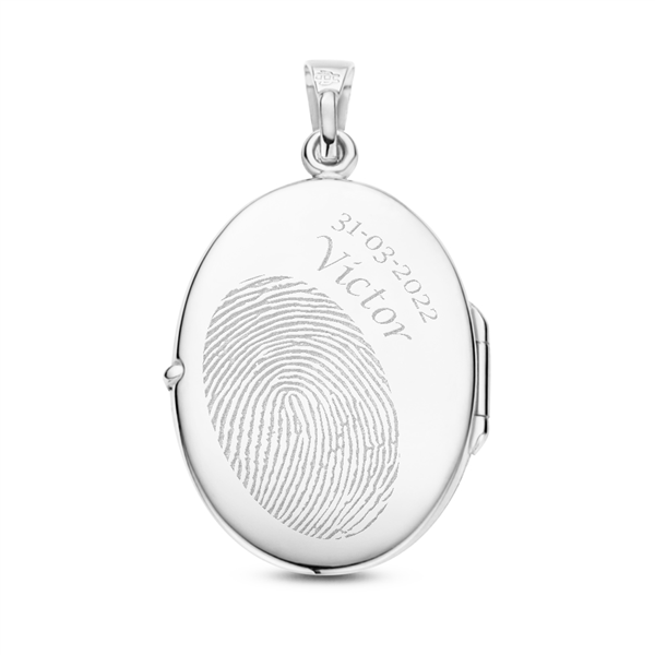 Silver oval medallion with engraving - big