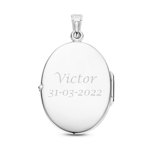 Silver oval medallion with engraving - big