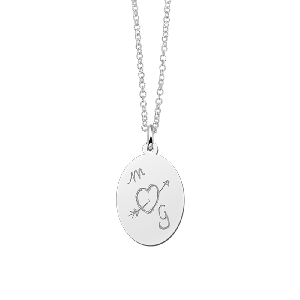 Silver Oval Pendant Engraved with Text