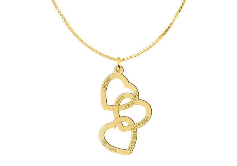 Gold plated Three Hearts Pendant