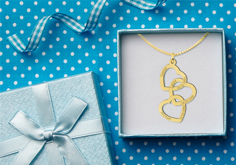 Gold plated Three Hearts Pendant
