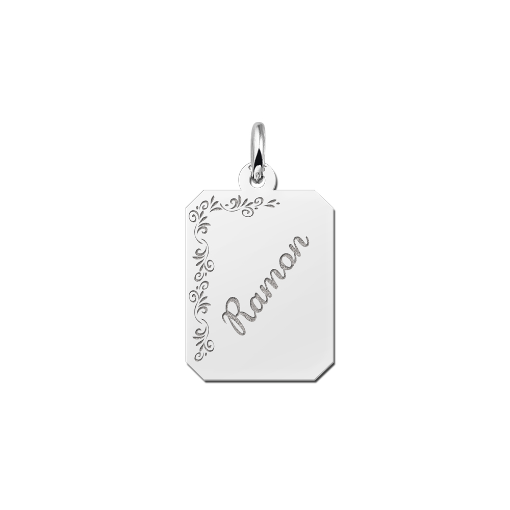 Personalised Silver Necklace with Name and Flowers