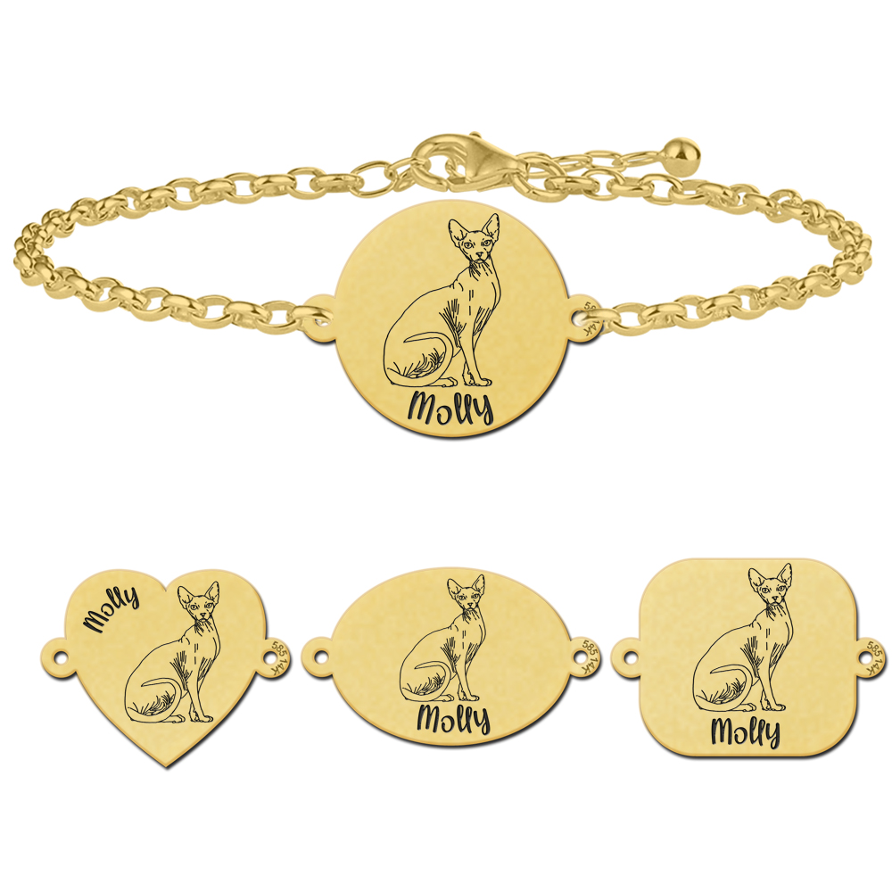 Gold cat bracelet Sphynx