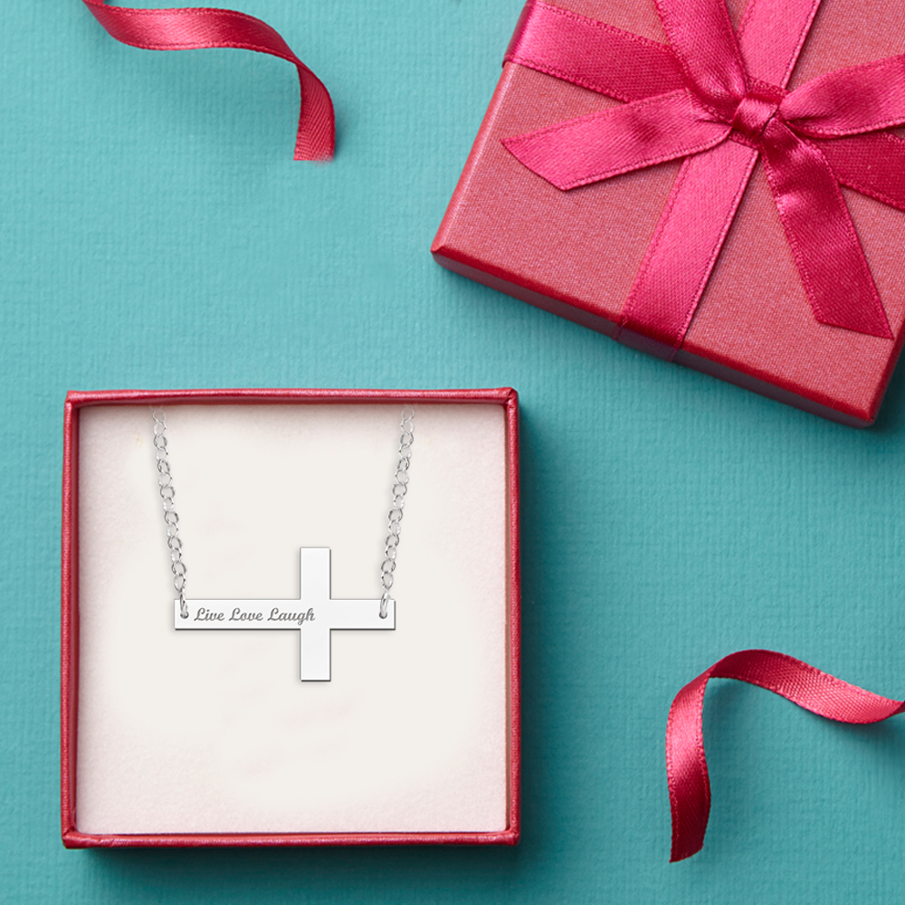 Silver Bar necklace Cross