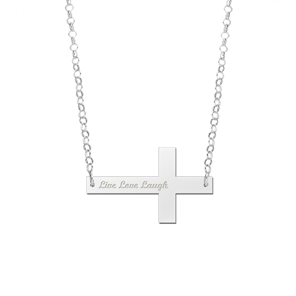 Silver Bar necklace Cross