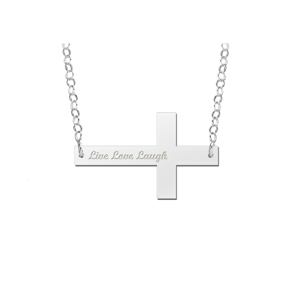 Silver Bar necklace Cross