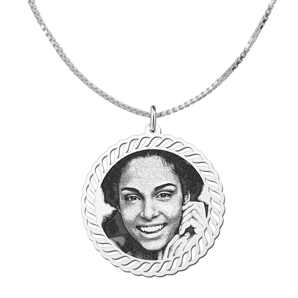 Photo necklace round silver