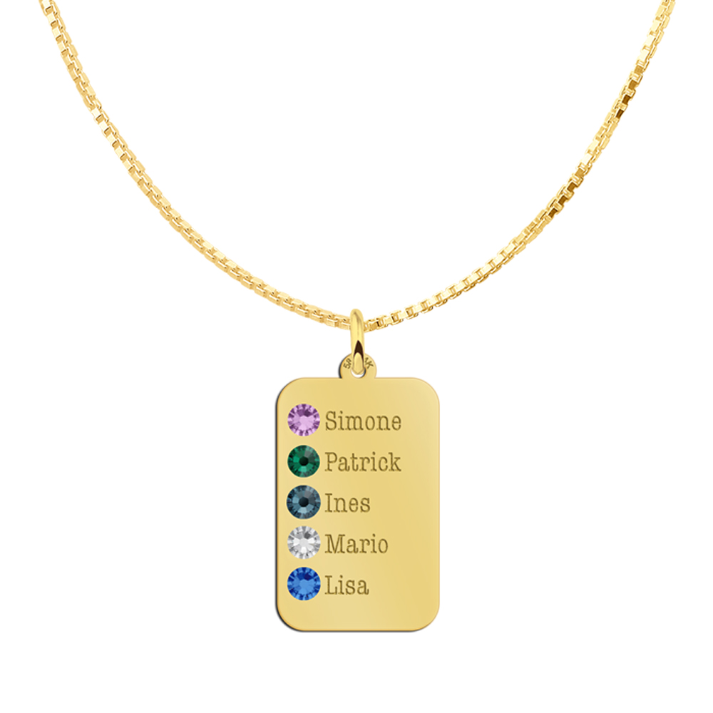 Birthstones in a golden pendant