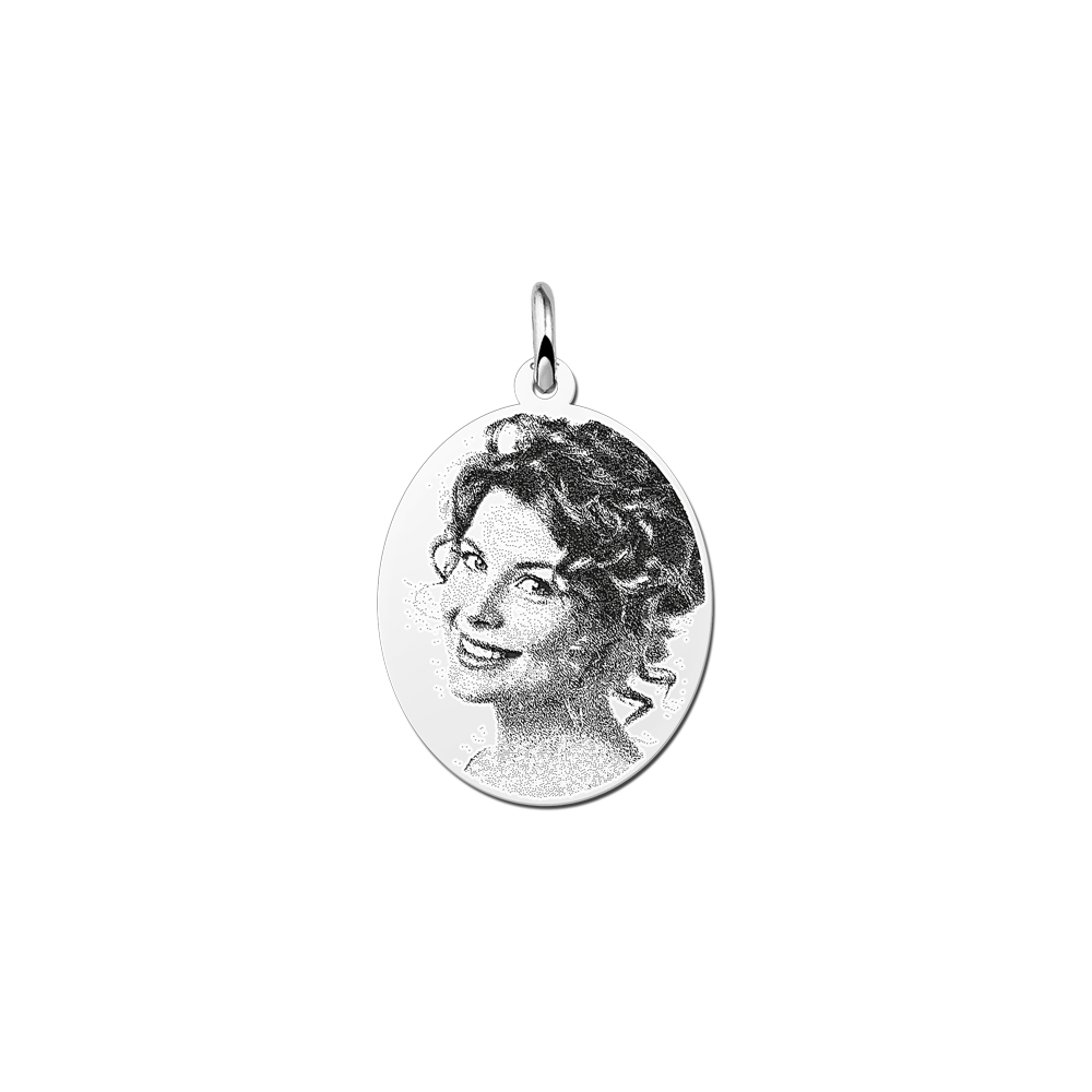Silver photo necklace oval