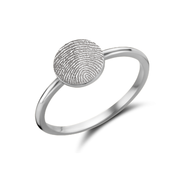 Silver Signet Ring with disc Shaped Fingerprint