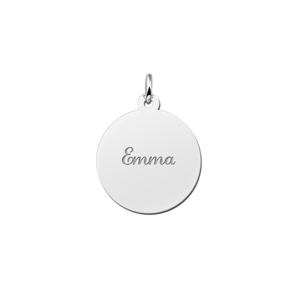 Silver Disc Necklace with Name