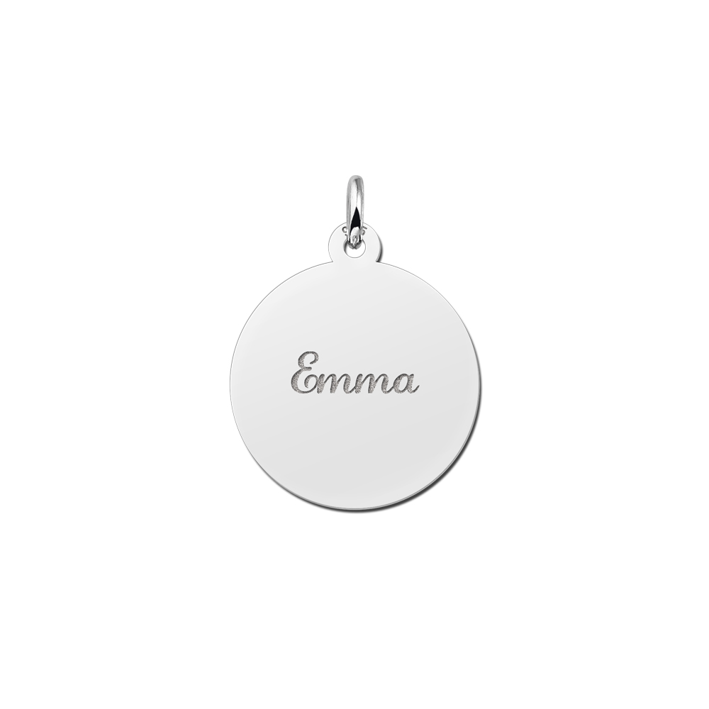 Silver Round Pendant with Name Engraving