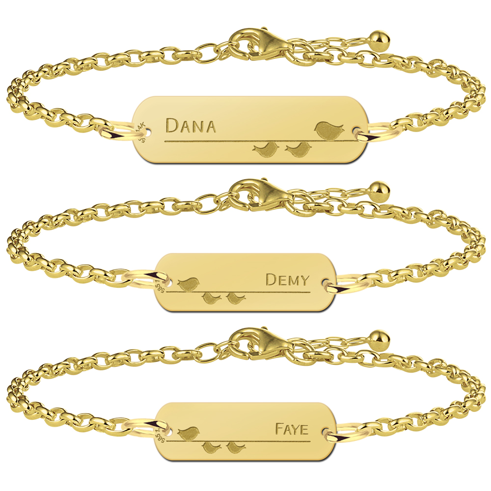 Golden bracelets set mother and two daughters