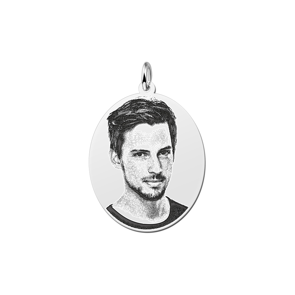 Silver photo pendant necklace oval