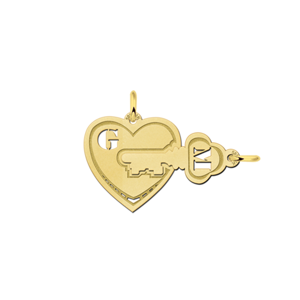 Gold Friendship Necklaces Heart with Key