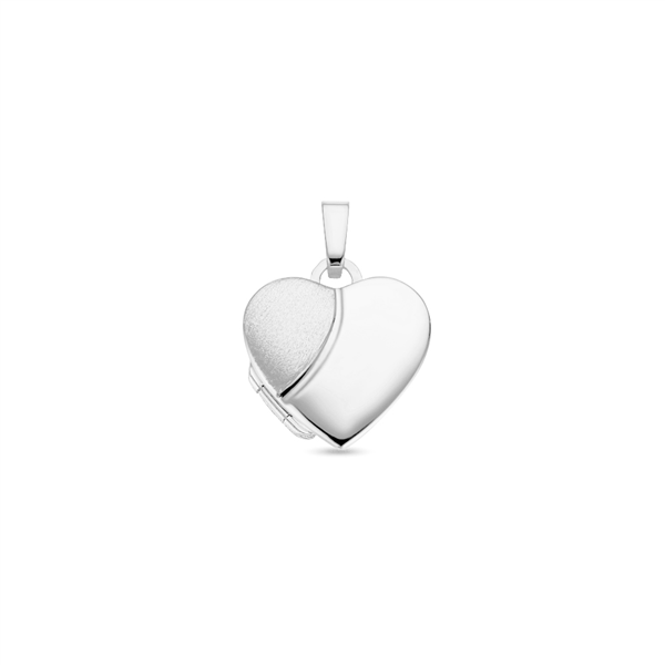Silver heart medallion with engraving in glossy and matt finish