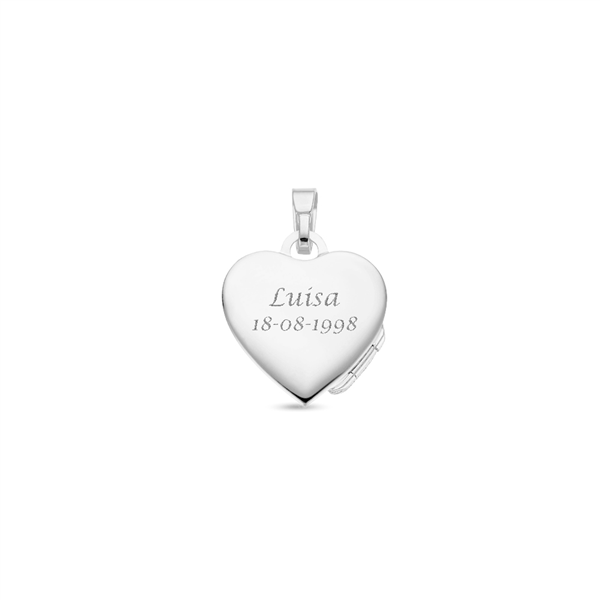 Silver heart medallion with engraving in glossy and matt finish