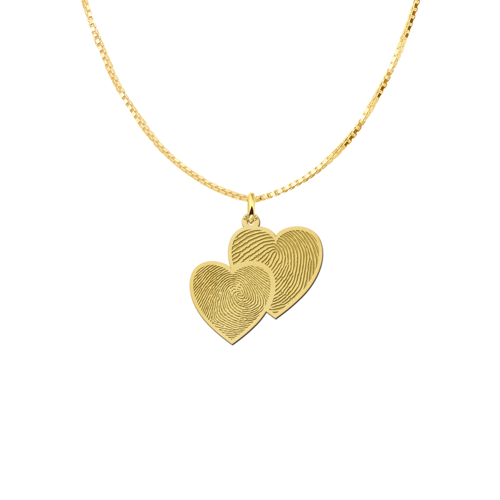 Golden fingerprint jewelry two hearts