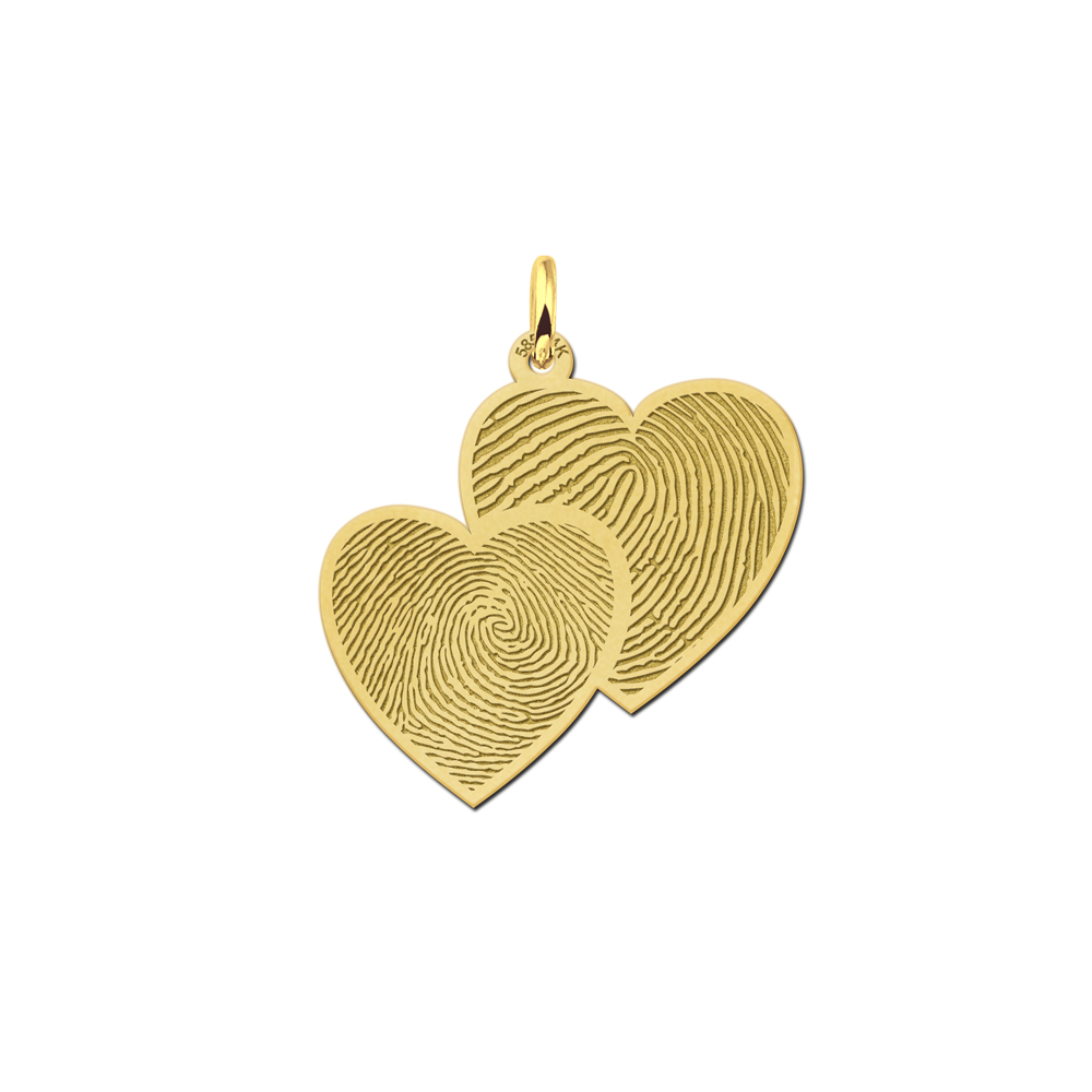 Golden fingerprint jewelry two hearts