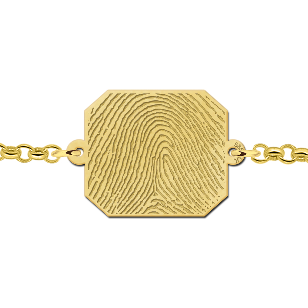 Golden fingeprint bracelet with rectangle