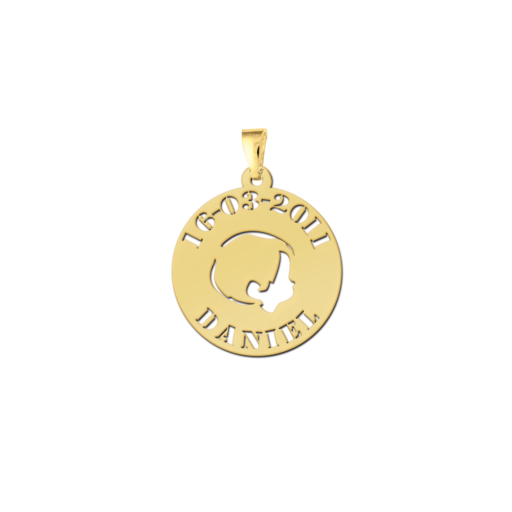 Gold Plated Boy Pendant with Name and Date