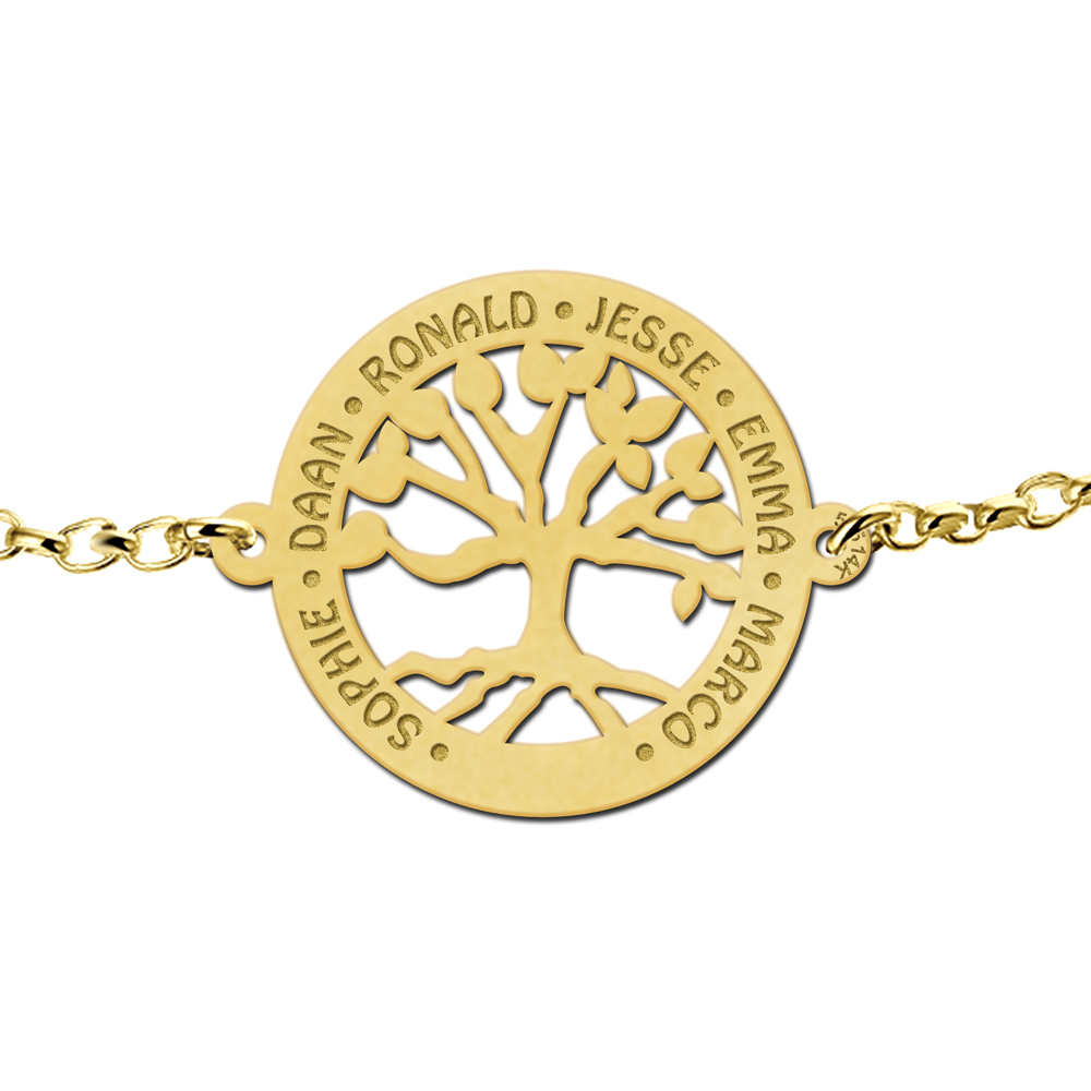 Golden bracelet with cut out tree of life